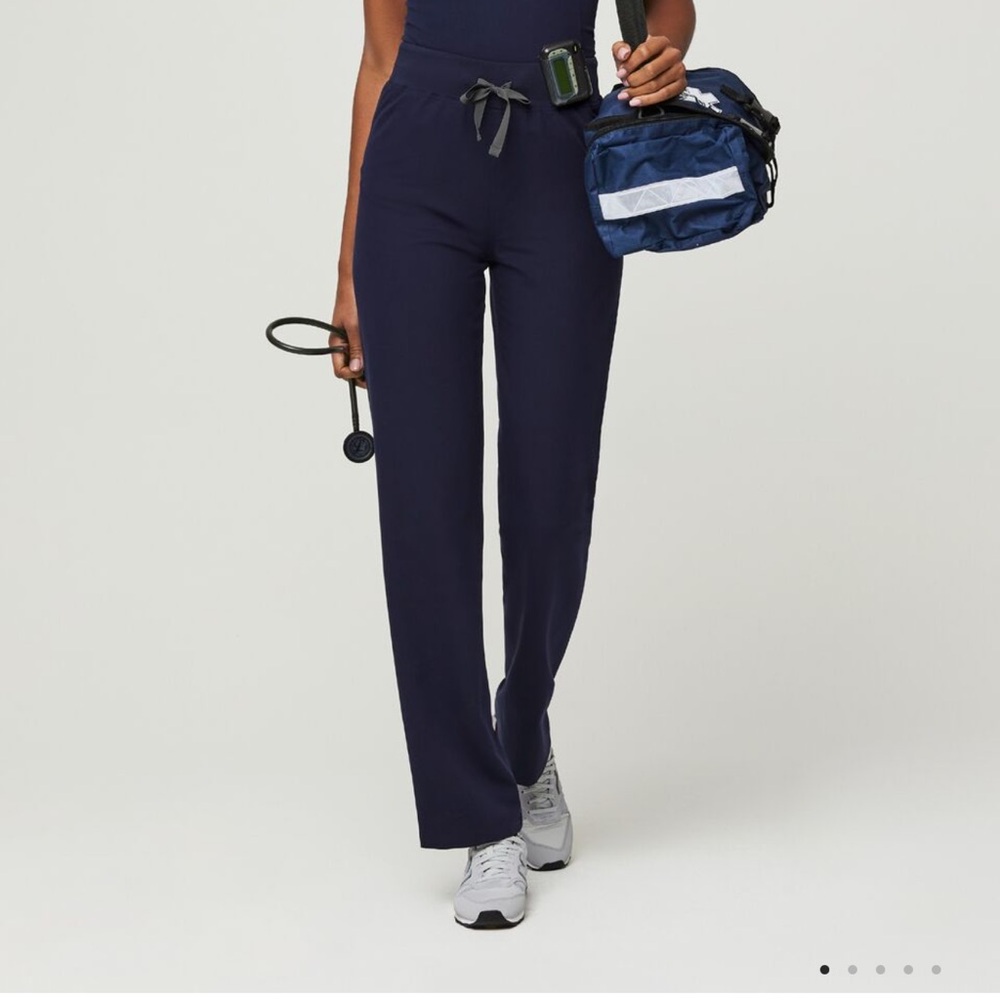 Figs - High Waisted Livingston Basic Scrub Pants - Navy - Large